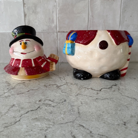 Vintage Frosty Snowman Christmas Cookie Jar Ceramic 11" Excellent Condition - Picture 5 of 8